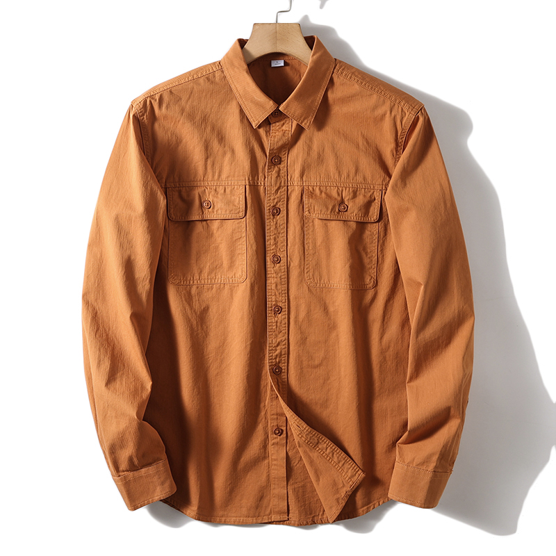 Oxford Cotton Casual Shirt Business - Kemeja lengan panjang pria, baju lengan