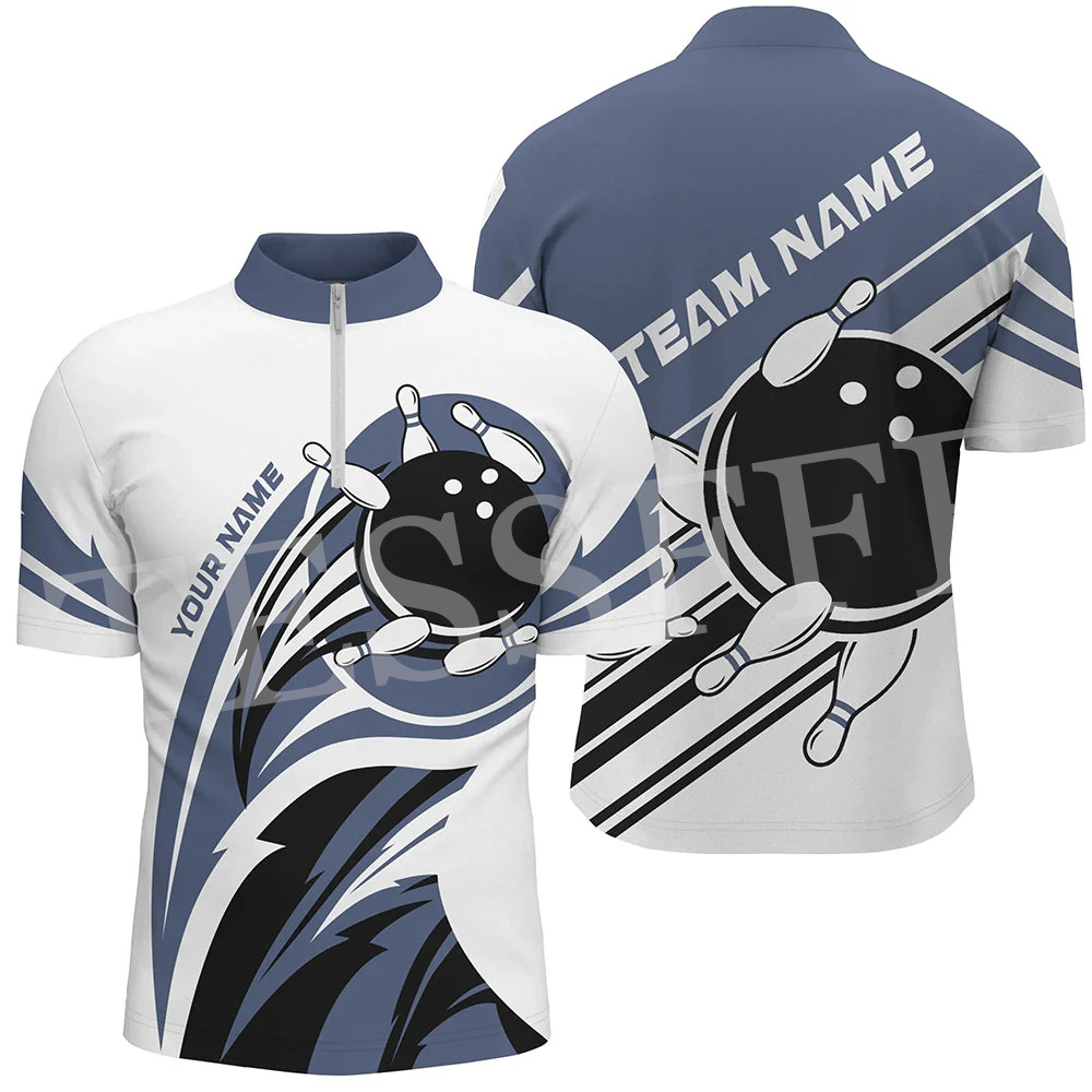 Short Sleeve Bowling Shirt Retro - Kemeja Polo ritsleting Harajuku musim panas