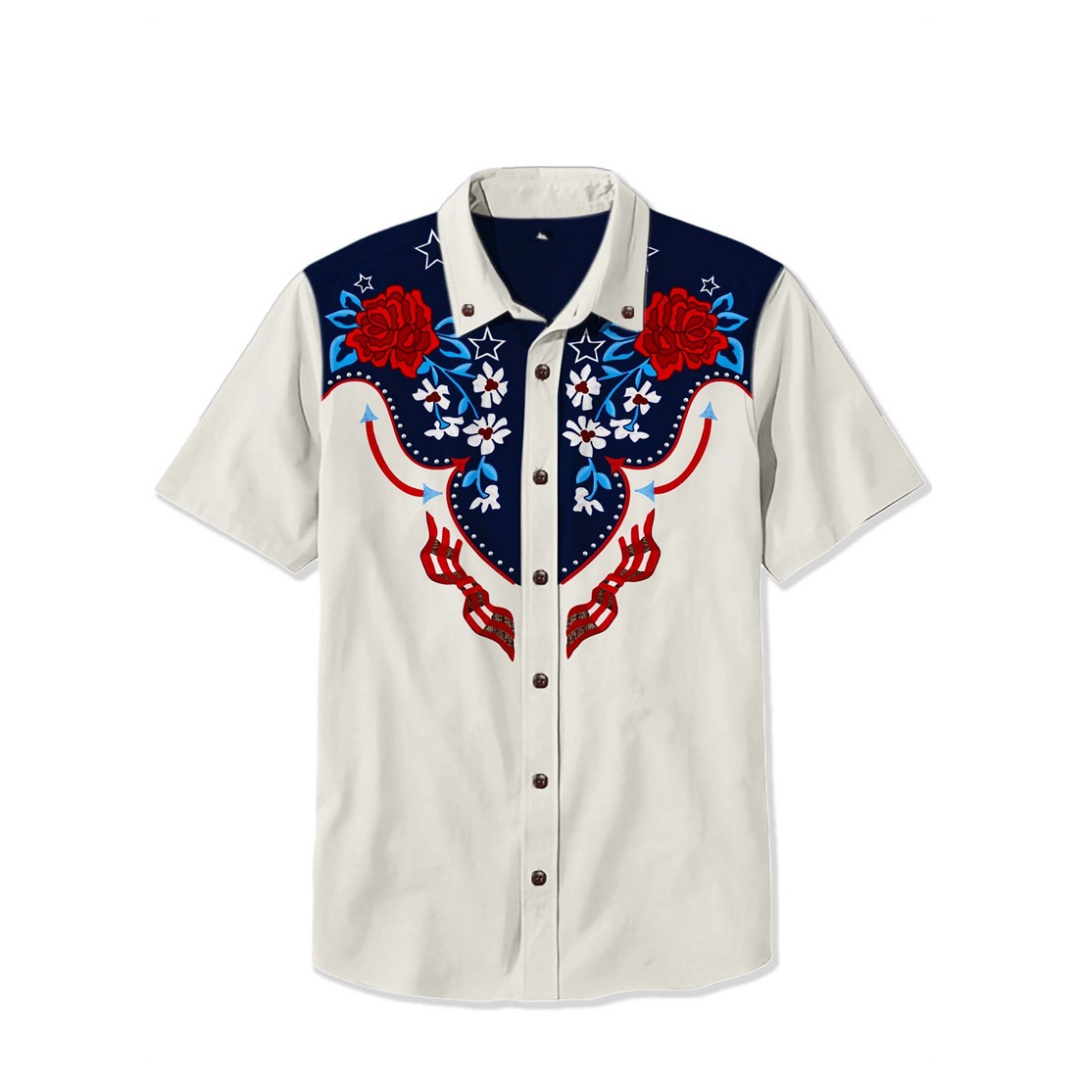 Kemeja Pria Retro Lengan Pende - Vintage Hawaiian Floral Shirt ulasan dan harga