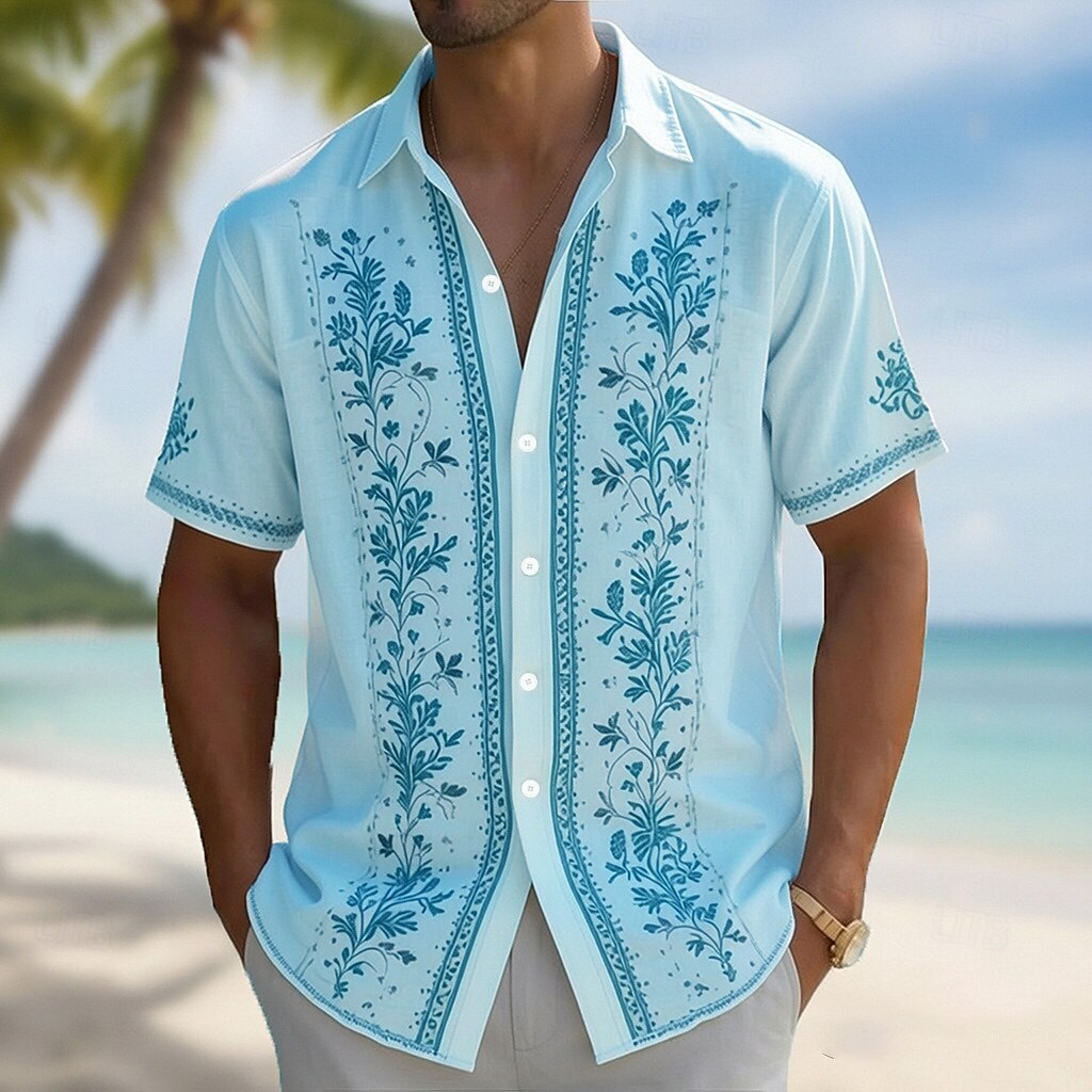 Kemeja Hawaii Pria Kerah Turnd - Vintage Hawaiian Floral Shirt ulasan dan harga
